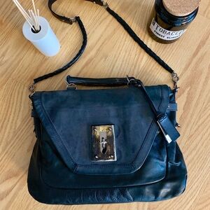 Joy Gryson RARE Grey Black Leather Handmade Bag